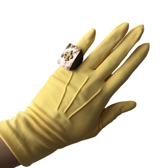 Pretty Yellow Short Gloves True Vintage Accessory Made in Japan - Picture 4 of 7